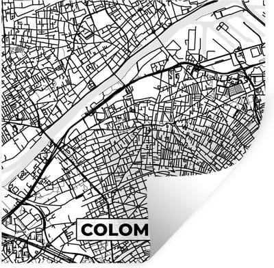 Muurstickers - Sticker Folie - Frankrijk - Kaart - Plattegrond - Colombes - Stadskaart - Zwart wit - 100x100 cm - Plakfolie - Muurstickers Kinderkamer - Zelfklevend Behang XXL - Zelfklevend behangpapier - Stickerfolie
