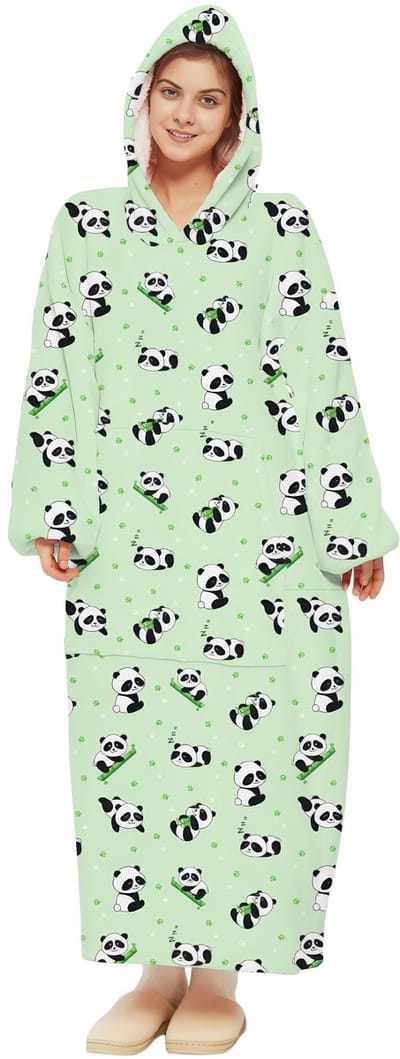 JAXY - Hoodie Deken - Extra Lang 120cm - Fleece Deken met Mouwen - Oversized Hoodie - Deken Trui - Blanket Hoodie - Panda