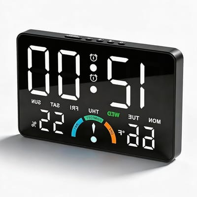 Digitale Wekker - Radiogestuurde Klok - Wakker Worden - Grote LED Display - 100x100mm - Zwart