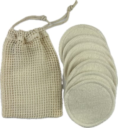 LanaLuna - 7 naturel wasbare wattenschijfjes + wasnetje - herbruikbare wattenschijfjes - biologische katoen - gemaakt in Nederland - makeup pads - waswatjes - zero waste