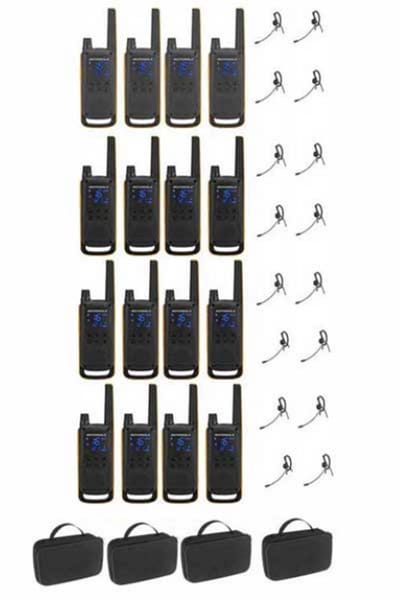 Set van 16 Motorola Talkabout T82 Extreme PMR446 Portofoons met headsets
