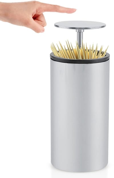 Dailygoods- Tandenstoker Dispenser Automatisch - Tandenstoker Houder - Roestvrij Staal - Duurzaam - Lichtgewicht - Hygiënisch - Tandenstokerhouder
