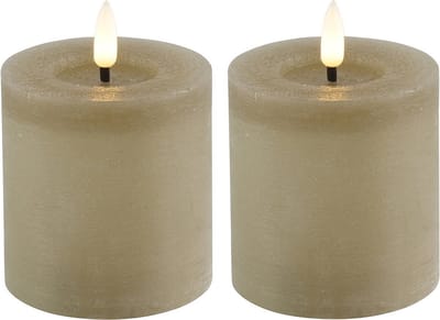Countryfield Lyon LED kaarsen/stompkaarsen - 2x - beige - D7,5 x H8 cm - timer