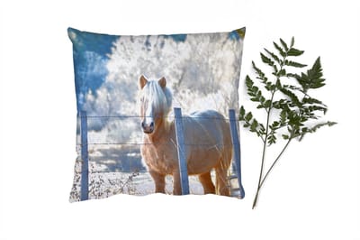 Sierkussens - Kussentjes Woonkamer - 45x45 cm - Paard - Winter - Sneeuw - Kerstversiering - Kerstdecoratie voor binnen - Woonkamer
