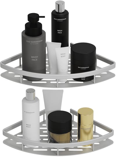 Doucherek Zonder Boren Zilver 2 stuks– Badkamer Accessoires – Wandrek - Badkamerrek -Doucherekje – Douchemand – RVS – Hoekrek – Hangend