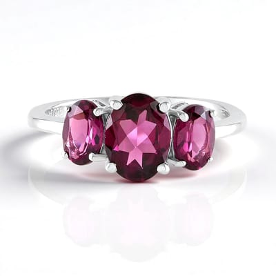 Cavill - Zilveren Ring met 3 Ovale Naktamunda Rhodolieten 2,31 ct - 925 Sterling Zilver Gerhodineerd - Elegante Damesring - India Edelsteen