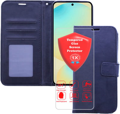 Bookcase Geschikt voor: Samsung Galaxy A17 5G & Samsung Galaxy A26 Zwart - Portemonnee hoesje met 1x Glas Screen protector - Book Cover