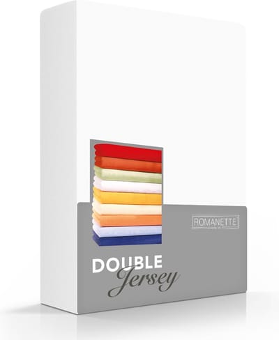 Romanette Double jersey wit 100% katoen Twijfelaar 120/130x200/210/220