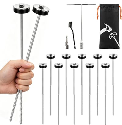 Dailygoods- Schroefharingen 12 Stuks - Grondankers - Anti-roest - Staal - Tentharingen - Verzonken Bevestiging