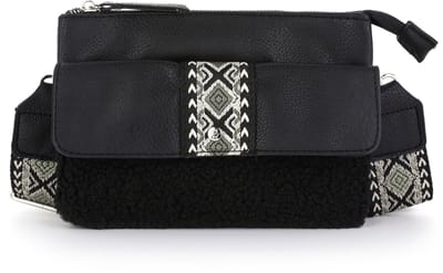 Boho Schoudertasje Teddy Zwart - PU Leer - met Luxe Verstelbare Schouderband - 22x16cm