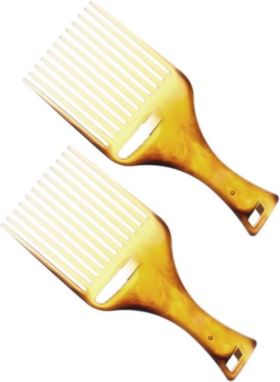 Afro Pick Kam - Krullend Haar Kam - Haar Styling - Brede Tanden - 2 Stuks - Amber