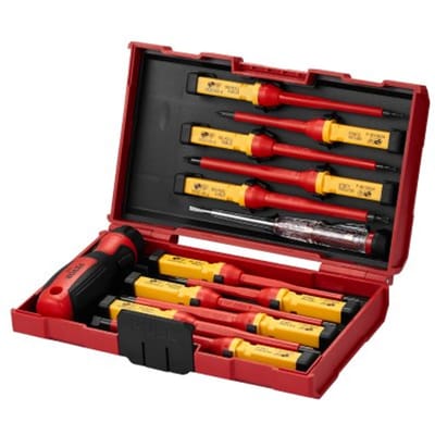 VEVOR geïsoleerde schroevendraaierset, 13-delig, elektrische schroevendraaierset, geïsoleerde gereedschapset voor elektriciens, met magnetische Phillips-, sleuf- en Pozidriv Torx-schroevendraaiers.
