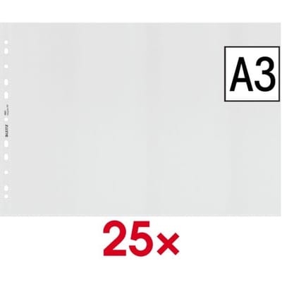 25x Leitz Recycle Showtas A3 - Insteekhoezen van 100 Micron - 90% Pre-consumer Gerecycled Plastic - Transparant