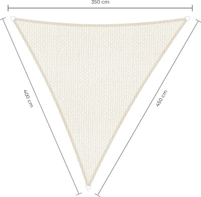 Sunfighters langhoek schaduwdoek - 3,5 x 4 x 4,5 m - Wit - Waterdoorlatend