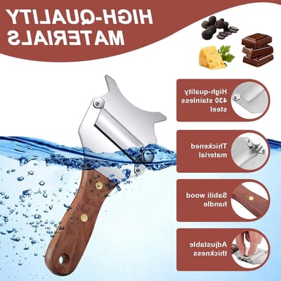 Stainless Steel Truffelschaaf - Verstelbare Dikte, Geschikt voor Chocolade, Kaas en Truffels, 19.5 cm x 8 cm