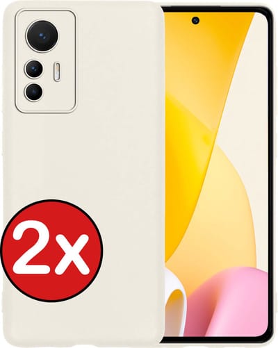 Hoesje - 2 Stuks - Geschikt voor Xiaomi 12 Lite - Sterk & Shockproof - Telefoonhoes - Back Cover - Case Siliconen - Telefoon Hoes - Wit