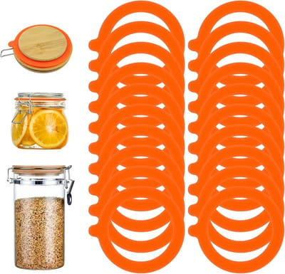 Preserving Rubber Ringen 95mm - Vervangende Ringen voor Inmaakpotten - Herbruikbare Canning Ringen voor Brede Hals - Verpakking van 20 Stuks Oranje