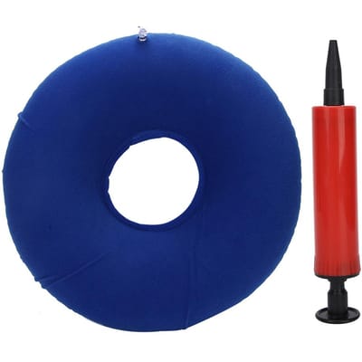 Anti-decubitus Kussen Ronde Vorm Ademend Opblaasbaar Kussen voor Bedlegerige Patiënt (Blauw) blue