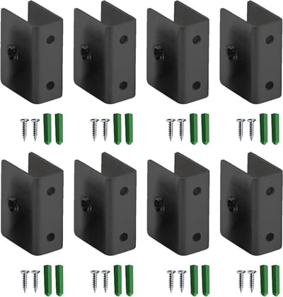 Set van 8 Glasklemmen van RVS met Uitbreidingsschroeven, Verstelbare Vierkante Glashouders voor Planken, Geschikt voor 6-8mm Dikke Glasplaten, Zwart