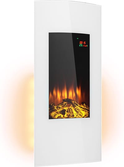 Klarstein elektrische haard, elektrische kachels voor woonkamers en binnenruimtes, elektrische haard met LED-vlammen, wandhaard, ventilatorkachel met timer, instelbare thermostaat, 2000 W kachel