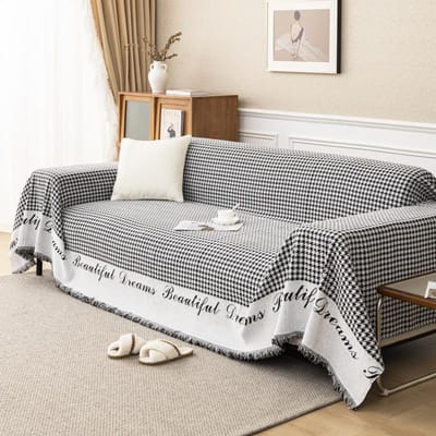Nieuwe Ins Sofa Handdoekhoes Bankhoes Universele Pied-de-poule Volledige Hoes Vier Seizoenen Universele Bankdeken Kussen 180*130cm gray