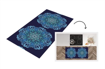 Keukenloper - Loper keuken - Mandala - Blauw - Patronen - 120x60 cm - Keukenloper vinyl
