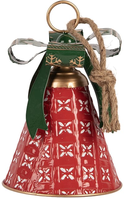 Clayre & Eef Kerstdecoratie Beeld Bel Ø 14x21 cm Rood Metaal