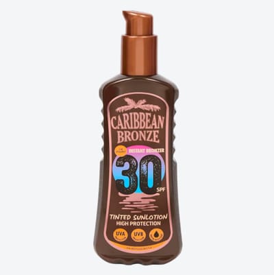 Caribbean Bronze SPF30 Zonnebrand Lotion – Getinte Zonnebrand – High Protection – Instant Bronzer – VEGAN – Waterresistent – UVA & UVB Bescherming