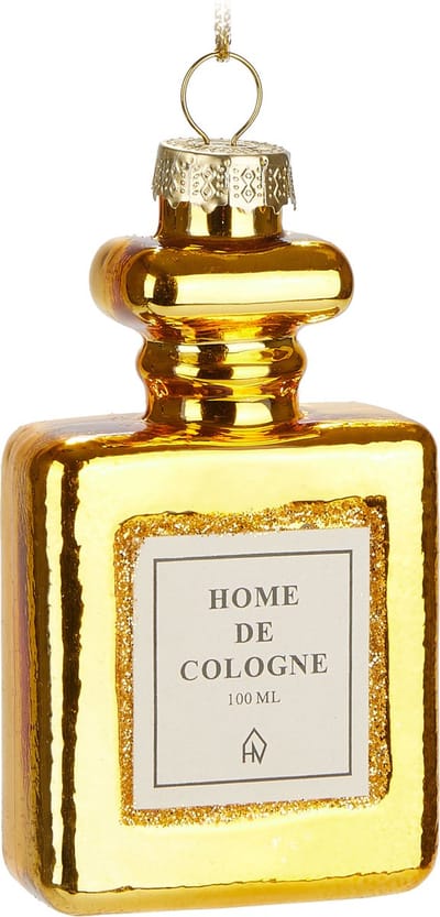 BRUBAKER Parfum Home De Cologne - handbeschilderde glazen kerstbal - 10 cm boombal goud - luxe decoratie voor dames en heren - mondgeblazen kerstboomversiering - decoratieve hanger