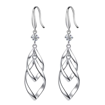 Tibri 485 - Oorhangers dames - oorhangers met zilveren pin en zirkonia steentje - Lange oorbellen dames