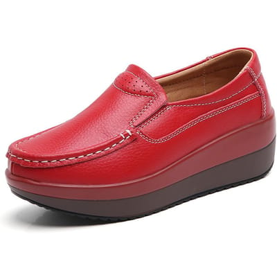 Printemps femmes chaussures en cuir chaussures à plate-forme chaussures décontractées respirant baskets à semelles compensées blanc noir baskets chaussures à tricoter 40 rouge