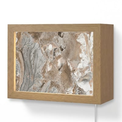 Wandlamp 20x15 cm - Oplaadbaar - Abstract - Marmer - Wit - Bruin - Marmerlook - Wandlampen binnen woonkamer - Slaapkamer lamp met kabel - Decoratieve nachtlamp - Vloerlamp snoer