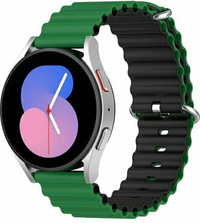 By Qubix - 22mm - Ocean Style siliconen bandje - Groen / zwart - geschikt voor Huawei Watch 3 / 4 / 5 (pro) - 46mm & geschikt voor Huawei Watch GT / GT 2 / GT 3 (pro) / GT 4 (pro) / GT 5 (pro) / GT 6 (pro) 46mm / Ultimate / Ultimate