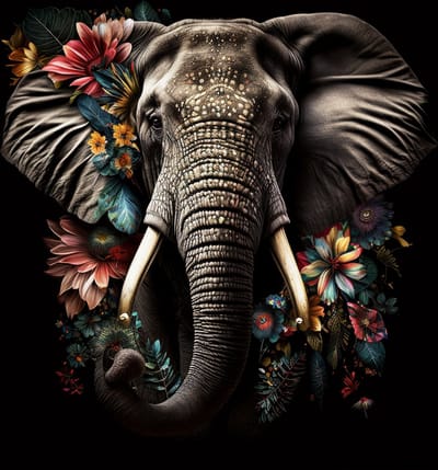 Flowers Off The Elephant - Kristal Helder Galerie kwaliteit Plexiglas 5mm. - Blind Aluminium Ophangframe - Fotokunst - Luxe Wanddecoratie - inclusief verzending