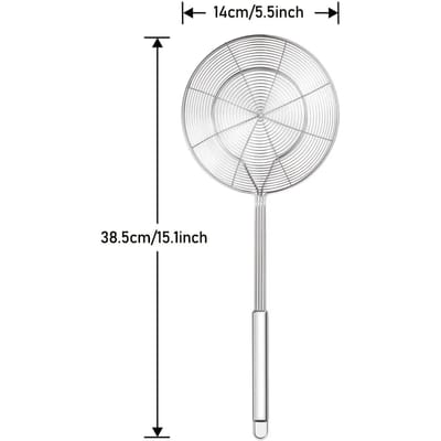 1 Cuillère Double Ronde en Acier Inoxydable, Renforcée et Plus Épaisse, Cuisine Restaurant Friture Poisson Nouilles Pêche Écume Isolation white