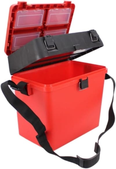 Visgerei Opbergdoos - Vistuig Kist - Vissen en Opslag - Lichtgewicht en Draagbaar - 33x20x37 cm - Rood