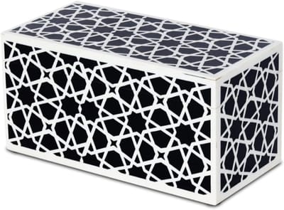 Decoratieve Opbergdoos - Sieradendoos Aandenken - Woonkamer Decoreren - Handgemaakt Zellij Patroon - 10 x 5 cm - Zwart Wit