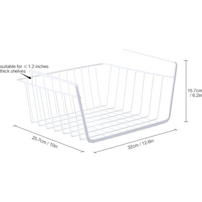 Metalen Draad Onder Plaat Hangende Opbergmand Ruimtebesparende Kast Organizer Houder voor Boekenkast Keuken Kast Kantoor white