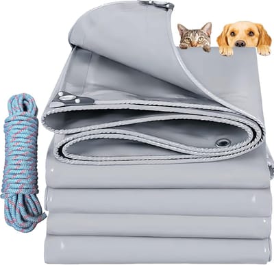 Heavy Duty PVC Zeil Grijs 4x9.5m - Waterdicht en Scheurbestendig Grondzeil met Ringen