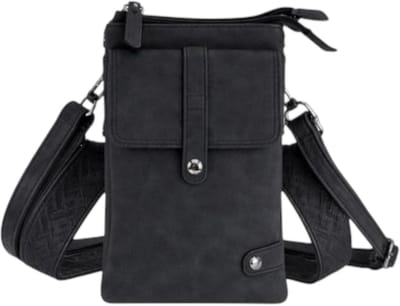 THL Design - Dames schoudertas - Klein tasje - telefoontasje - 2 banden - Tas Zwart / Grijs