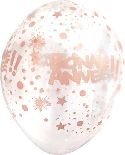 HOBI - 6 doorzichtige roségouden bonne année ballonnen