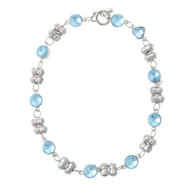 Behave - Zilver kleurige ketting met turquoise steentjes - 42 cm