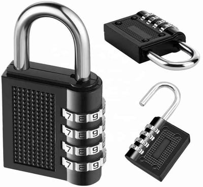 1-pack combinatiesloten voor sportscholen, magazijnen, antidiefstalsloten, waterdichte hangsloten voor buiten, voor school, sportkluisjes, hangsloten met combinatiesloten, sportkluisjes en bagagesloten (zwart)