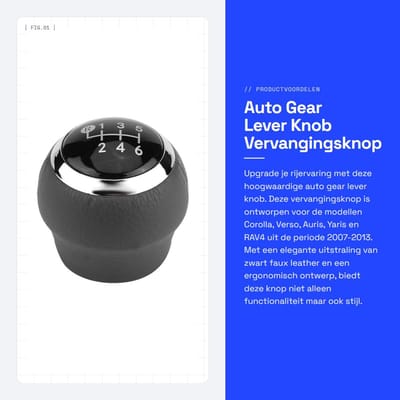 Dailygoods- Versnellingspook Gloednieuw - Kunstleer - Zwart - 6 Versnellingen - Voor Verso/Auris/Yaris 2007-2013 - Hoogte 5 cm - Schakelknop