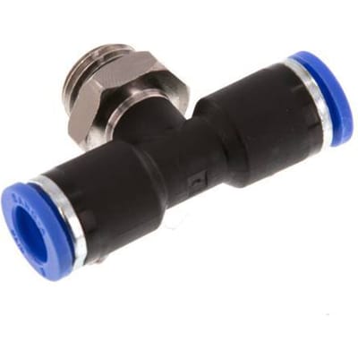 8mm x G1/4'' inline T-stuk Messing/PA 66 Insteekfitting Buitendraad Draaibaar NBR [2 Stuks]