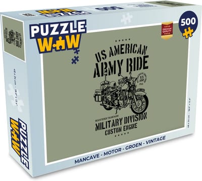 Puzzel Mancave - Motor - Groen - Vintage - Legpuzzel - Puzzel 500 stukjes