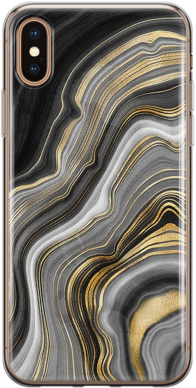 Leuke Telefoonhoesjes - Hoesje geschikt voor iPhone Xs Max - Marble agate - Soft case - TPU - Print / Illustratie - Goud