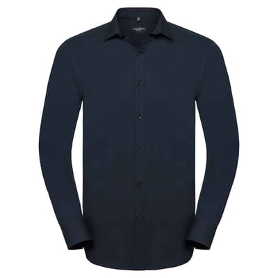 Russell Collection Heren Ultimate Stretch Slim Shirt met Lange Mouwen (Heldere marine)