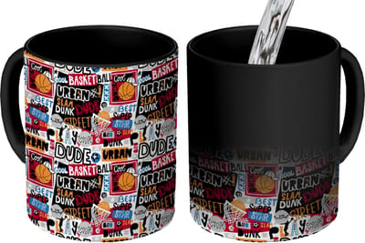 Magische Mok - Foto op Warmte Mokken - Koffiemok - Basketbal - Quotes - Patroon - Alfabet - Magic Mok - Beker - 350 ML - Theemok