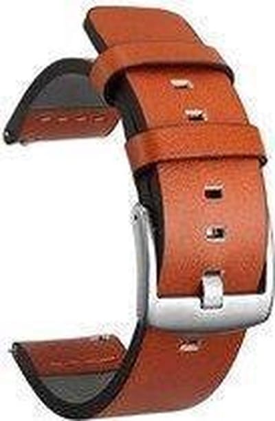 Horlogeband van Leer voor Garmin Vivomove / Vivomove HR / Vivomove 3 | 20 mm | Horloge Band - Horlogebandjes | Cognac met Zilveren Gesp